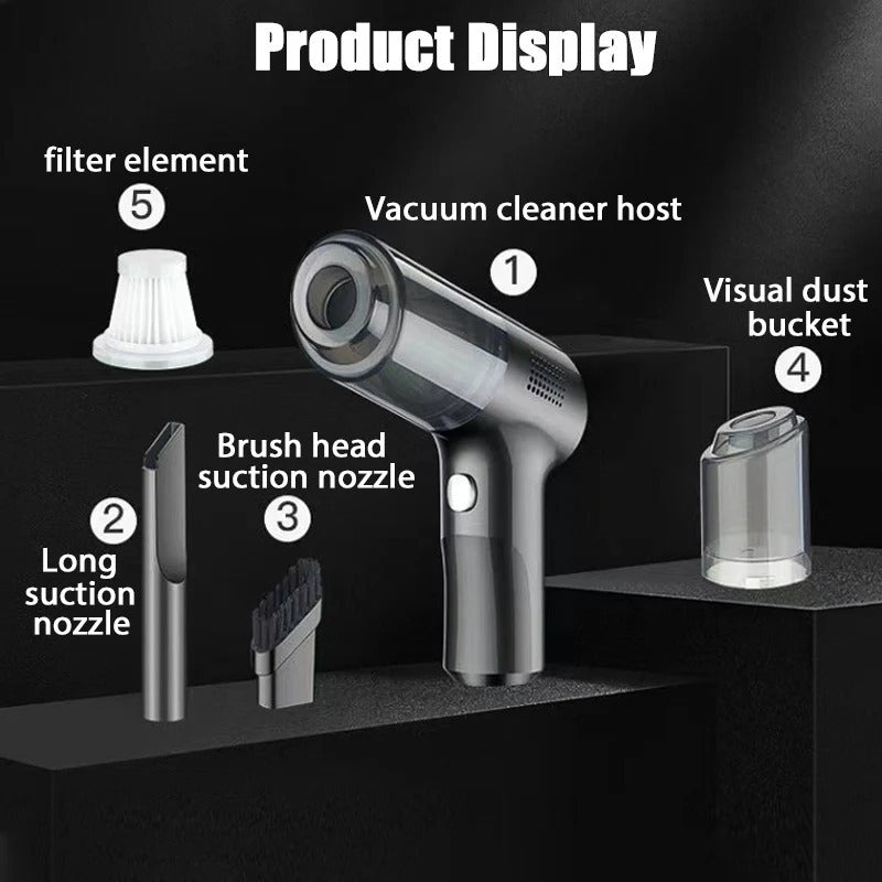 Portable Handheld Vacuum Cleaner – Powerful Wireless Car & Home Suction