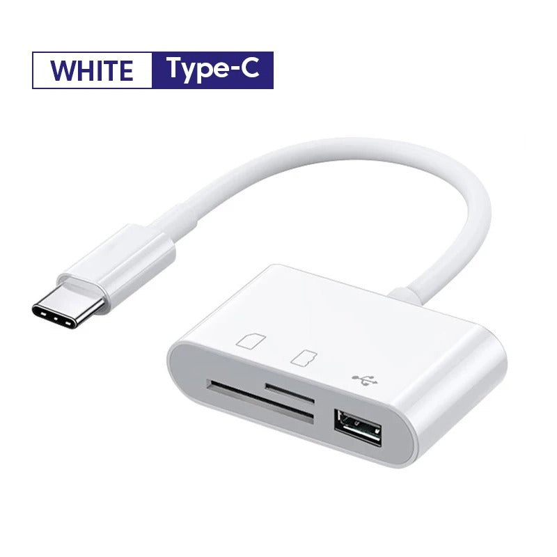 3-in-1 Type-C Card Reader & USB OTG Adapter – SD/TF Memory Card Reader for Smartphones & Tablets