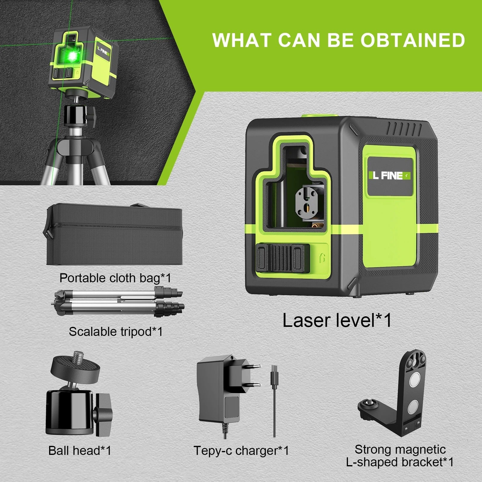 2-Line Laser Level – Self-Leveling Tool with Tripod
