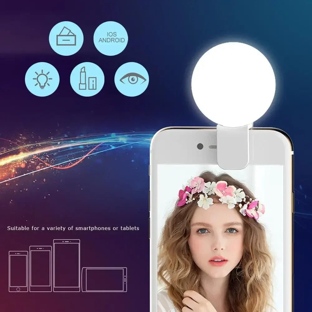 Mini LED Selfie Ring Light – Portable Clip-On