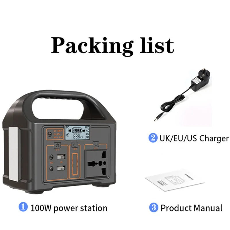 100W Portable Power Station – Solar Generator for Camping