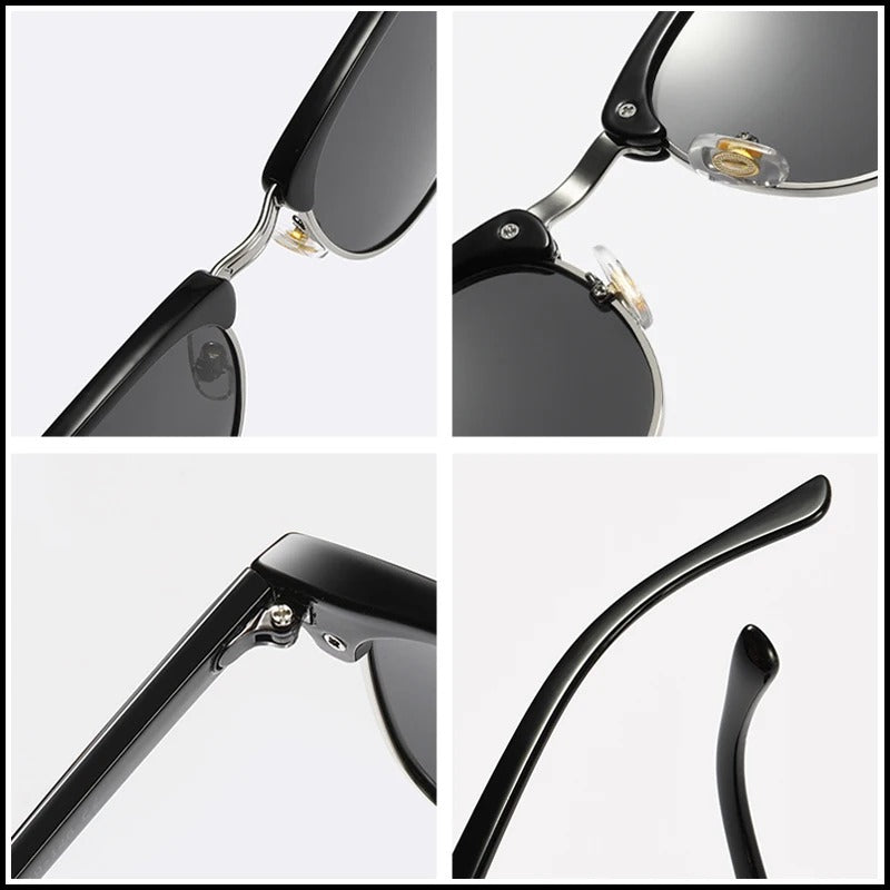 Classic Half Frame Polarized Sunglasses – Retro Anti-Glare Shades