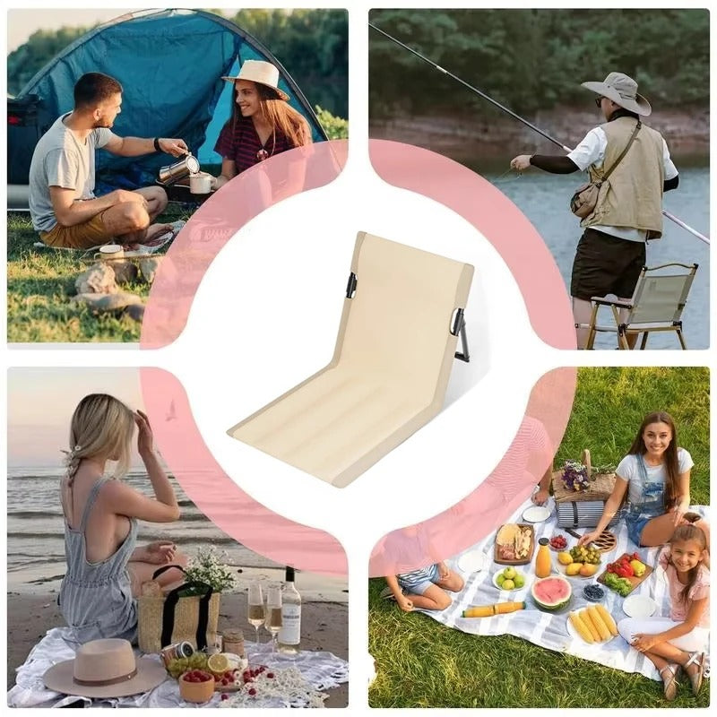 Portable Foldable Camping Chair with Backrest Cushion
