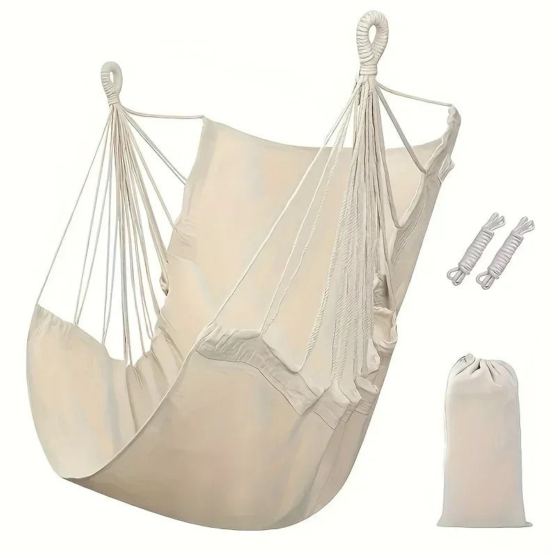 Durable Hanging Hammock Chair – Cotton Rope Boho Swing, Indoor/Outdoor