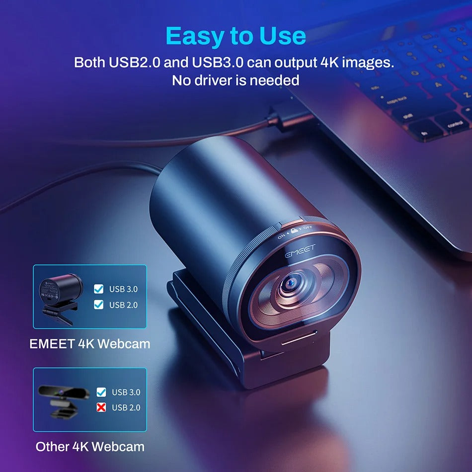 4K Streaming Webcam – 1080P 60FPS USB Autofocus Camera