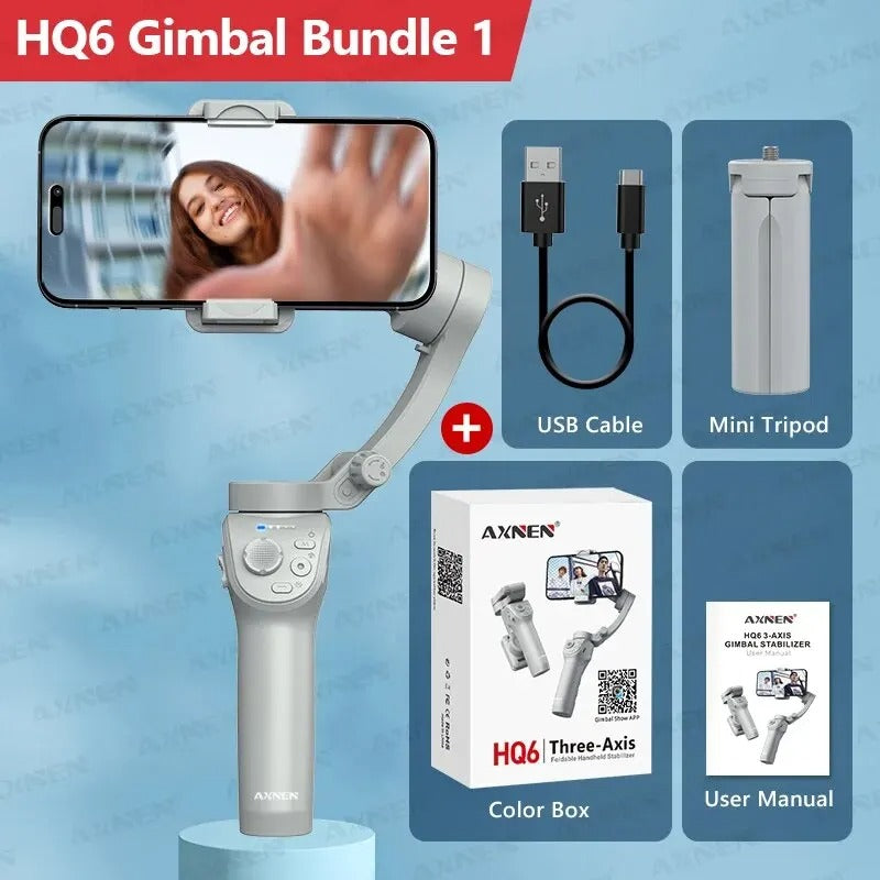 HQ6 3-Axis Smartphone Gimbal Stabilizer with Fill Light
