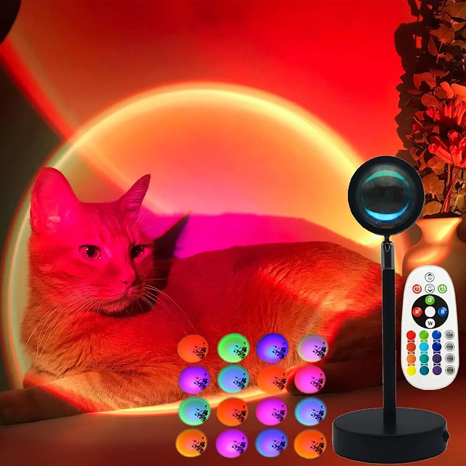 Bluetooth Sunset Projector Lamp – Rainbow Ambient Night Light