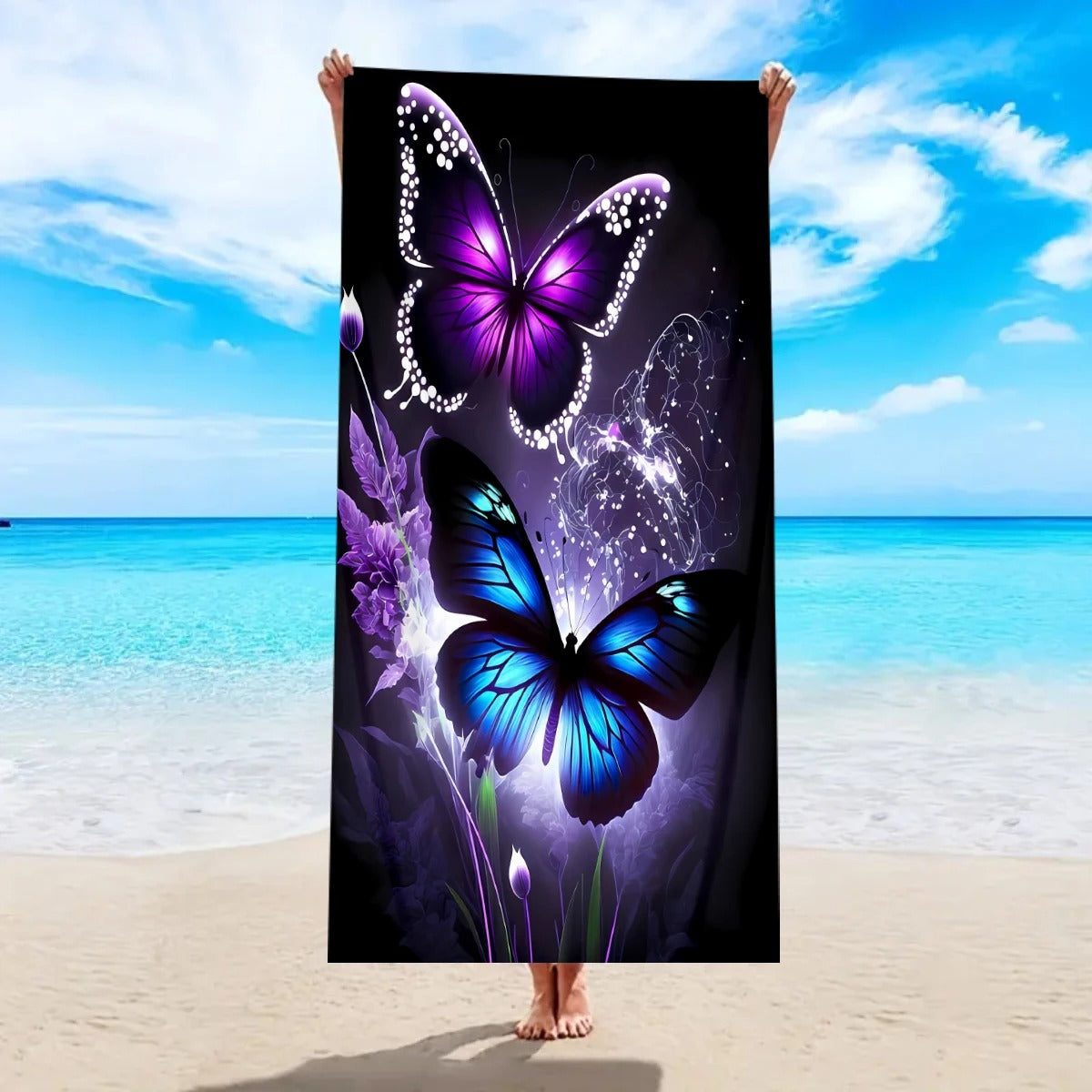 Ultra Fine Fiber Butterfly Flower Printed Beach Towel