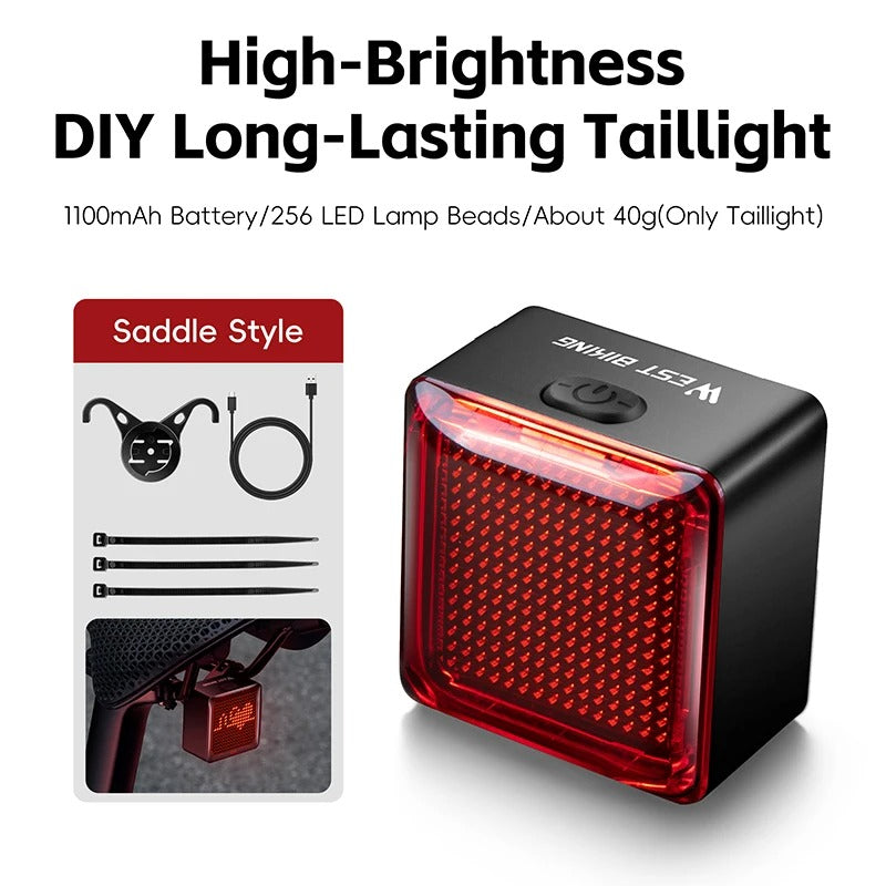 Waterproof Smart Pixel LED Bicycle Taillight – Brake Sensing & USB Rechargeable