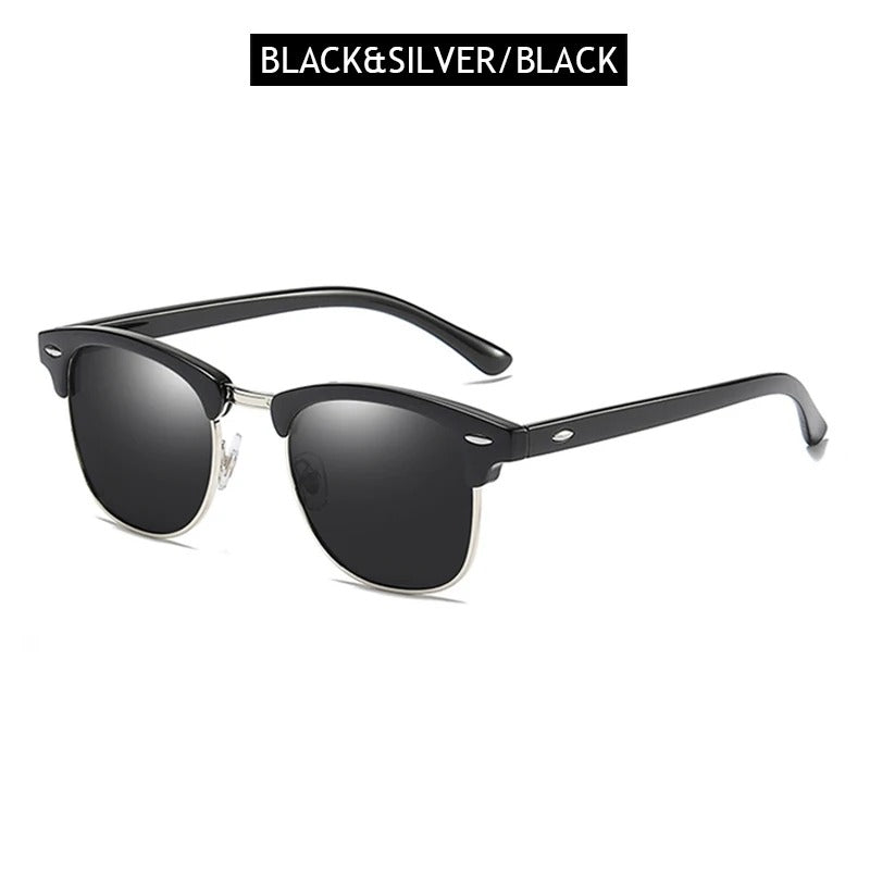 Classic Half Frame Polarized Sunglasses – Retro Anti-Glare Shades