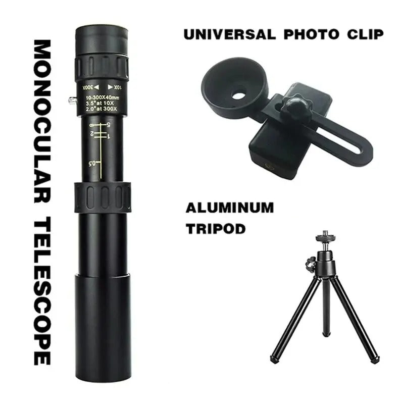 10–300x40 HD Zoom Monocular Telescope – Long-Range Clarity