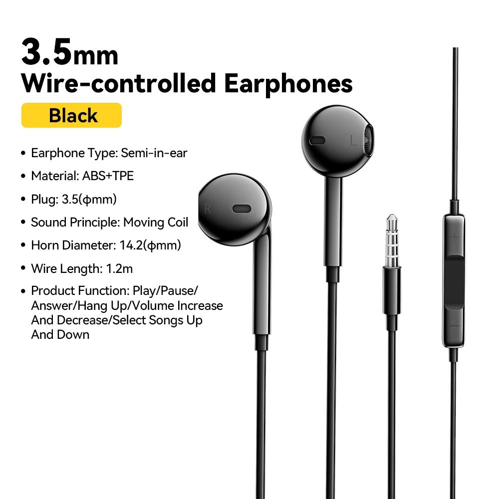 Emf Free 3.5mm Wired In-Ear Earphones with Mic & In-Line Controls