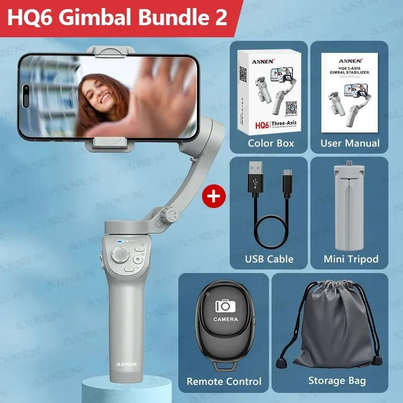 HQ6 3-Axis Smartphone Gimbal Stabilizer with Fill Light