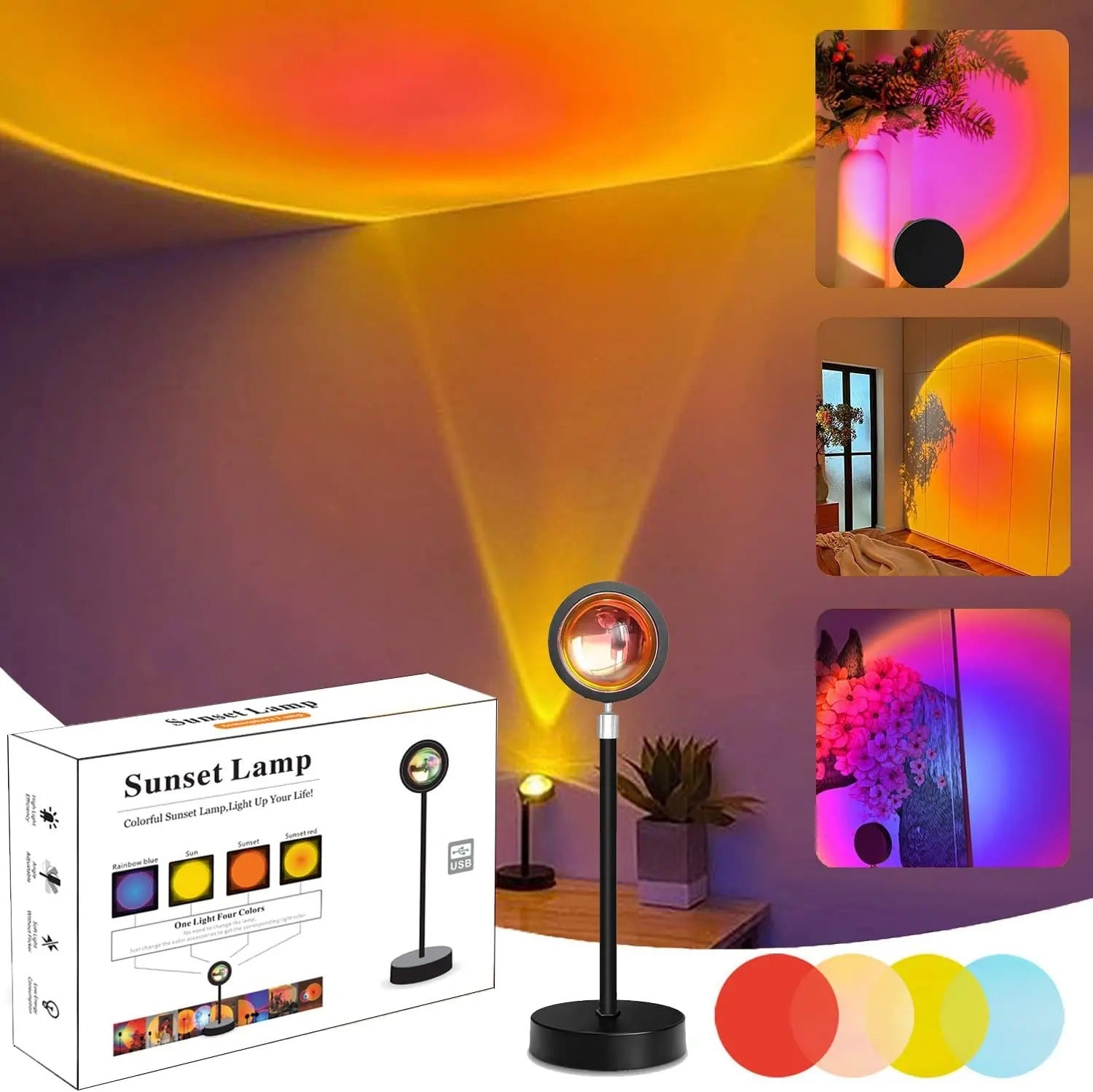 Bluetooth Sunset Projector Lamp – Rainbow Ambient Night Light