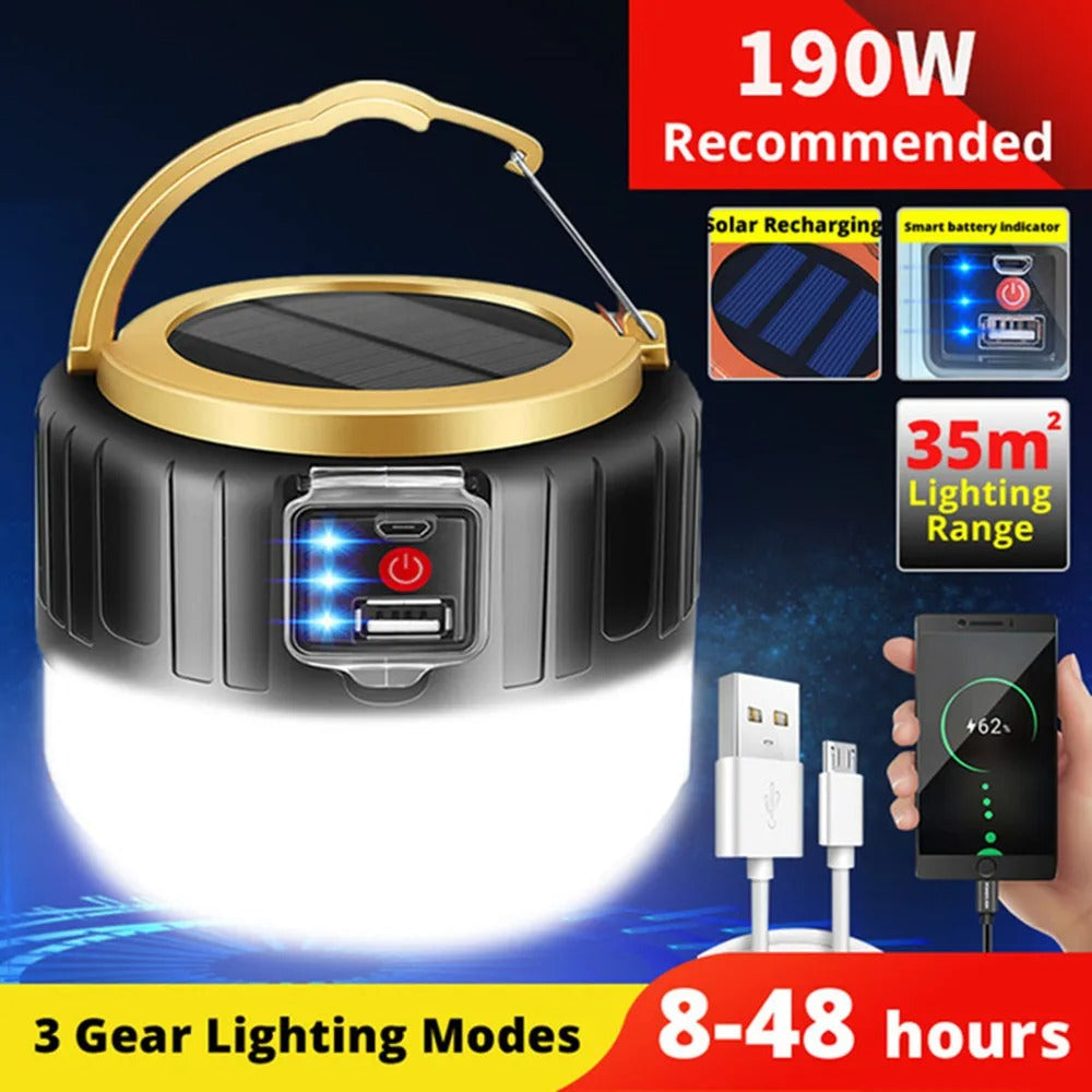 Solar Camping Lantern – Waterproof Rechargeable LED Tent Light
