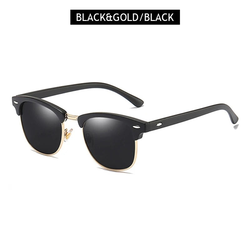 Classic Half Frame Polarized Sunglasses – Retro Anti-Glare Shades