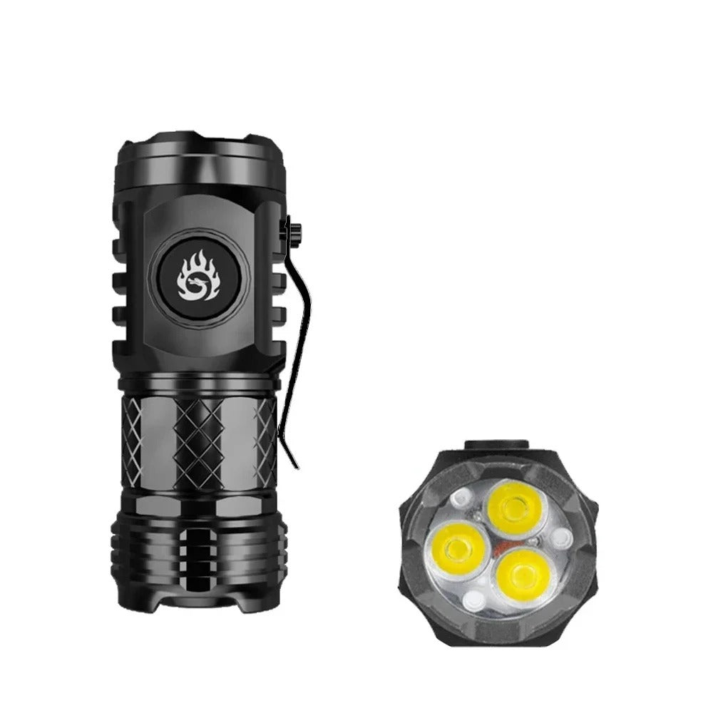 Super Bright Waterproof LED Flashlight – USB Rechargeable Cap Clip Torch