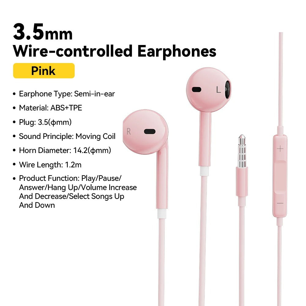 Emf Free 3.5mm Wired In-Ear Earphones with Mic & In-Line Controls