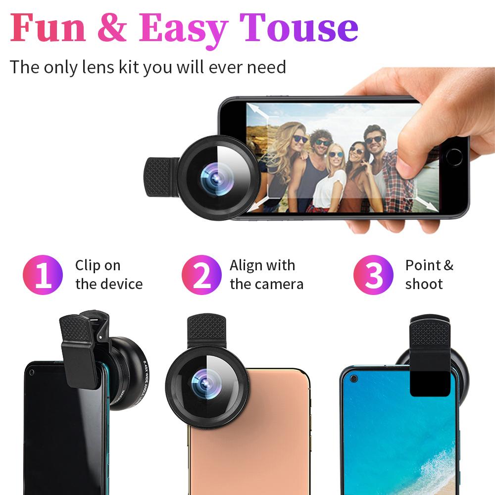 2-in-1 Phone Camera Lens Kit with Wide & Macro