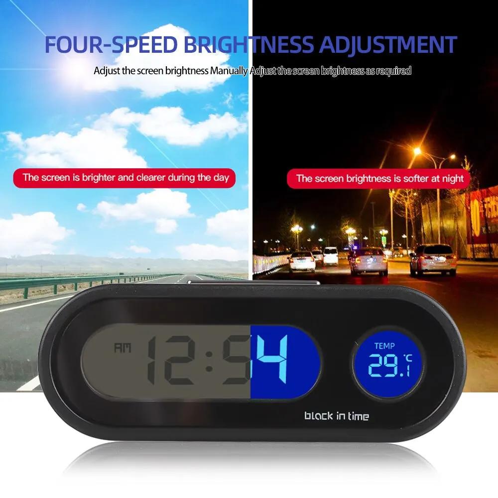 Mini LCD Car Clock with Thermometer & Backlight