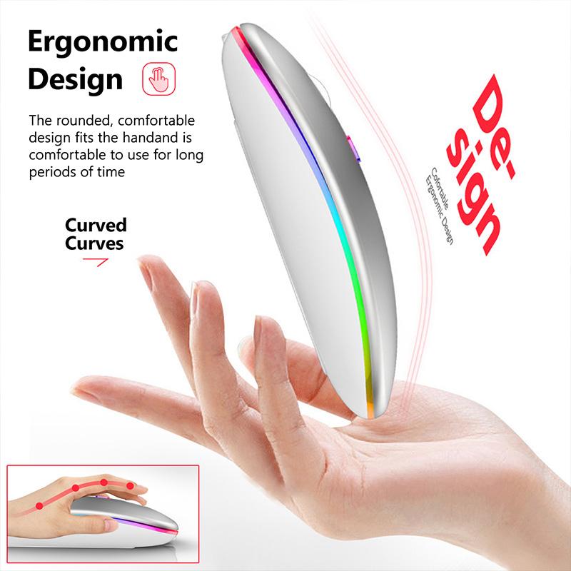 Wireless RGB Bluetooth Mouse with Silent Clicks & Rechargeable Battery