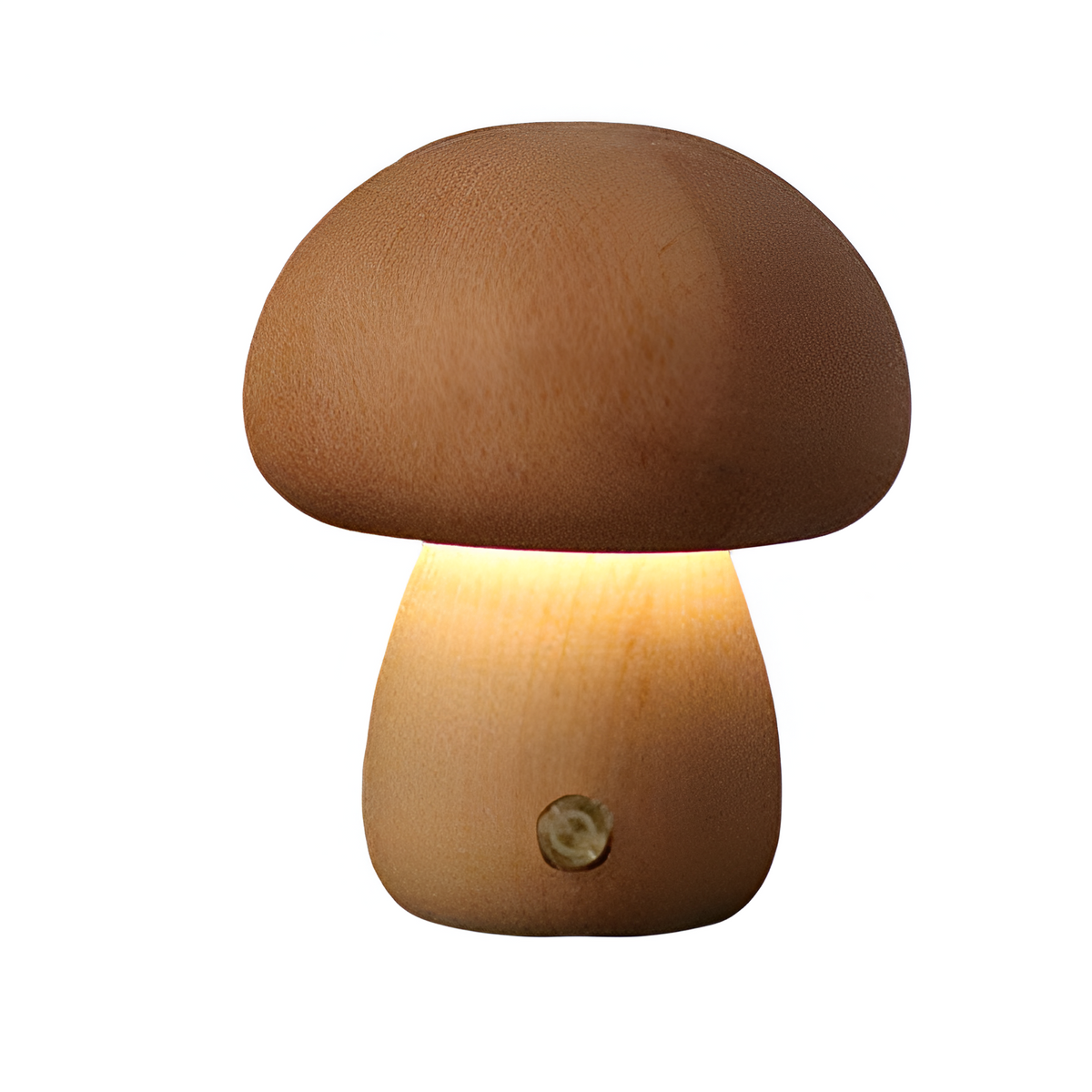 WoodMush Glow Table Lamp | Vintage Wooden Mushroom LED Light