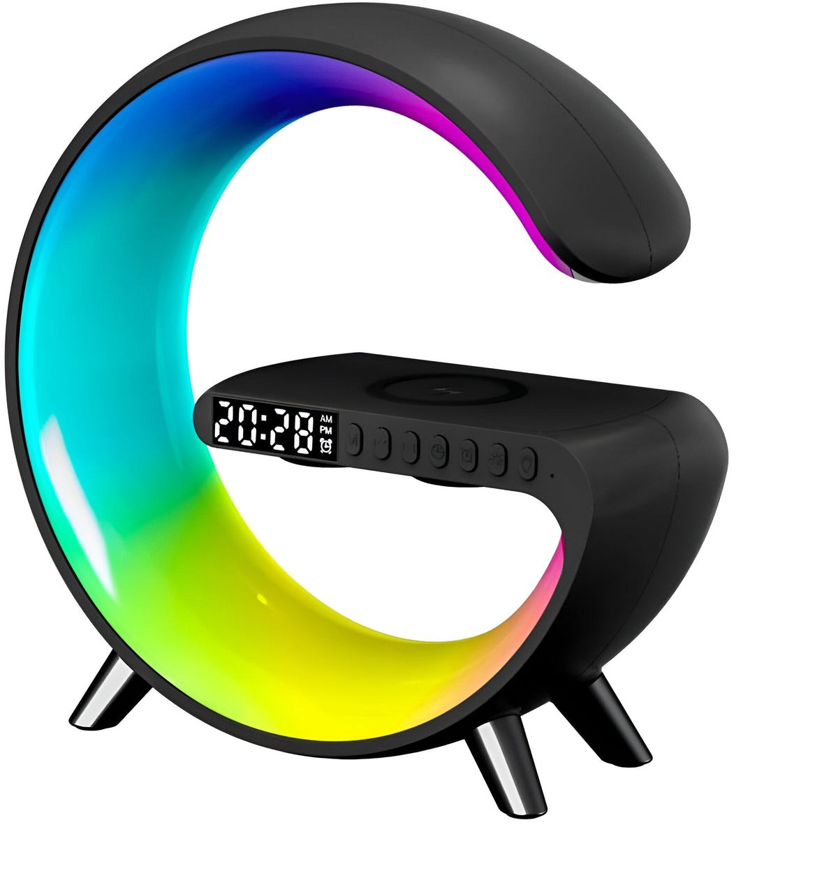AuraSync 4-in-1 Alarm Clock | Mood Light, Bluetooth Speaker & Wireless Charger