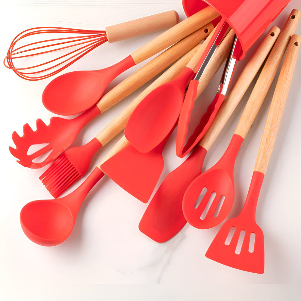 EcoSilk Silicone Utensil Set | 12-Piece Heat-Resistant Kitchen Tools