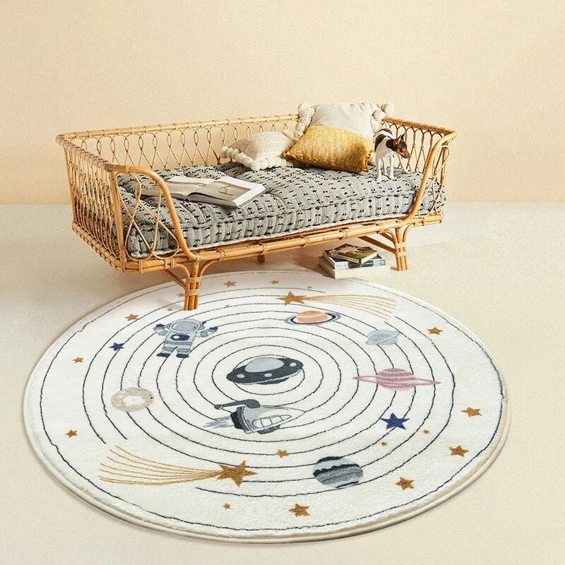 PlayNest Round Kids Rug | Soft Cartoon Carpet for Children’s Bedroom