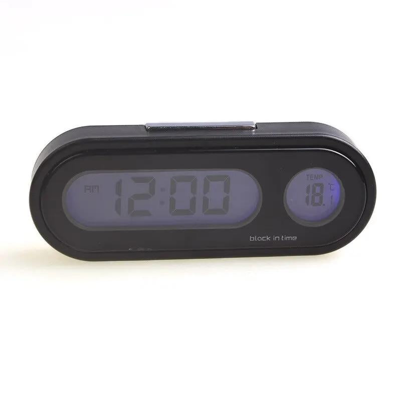 Mini LCD Car Clock with Thermometer & Backlight