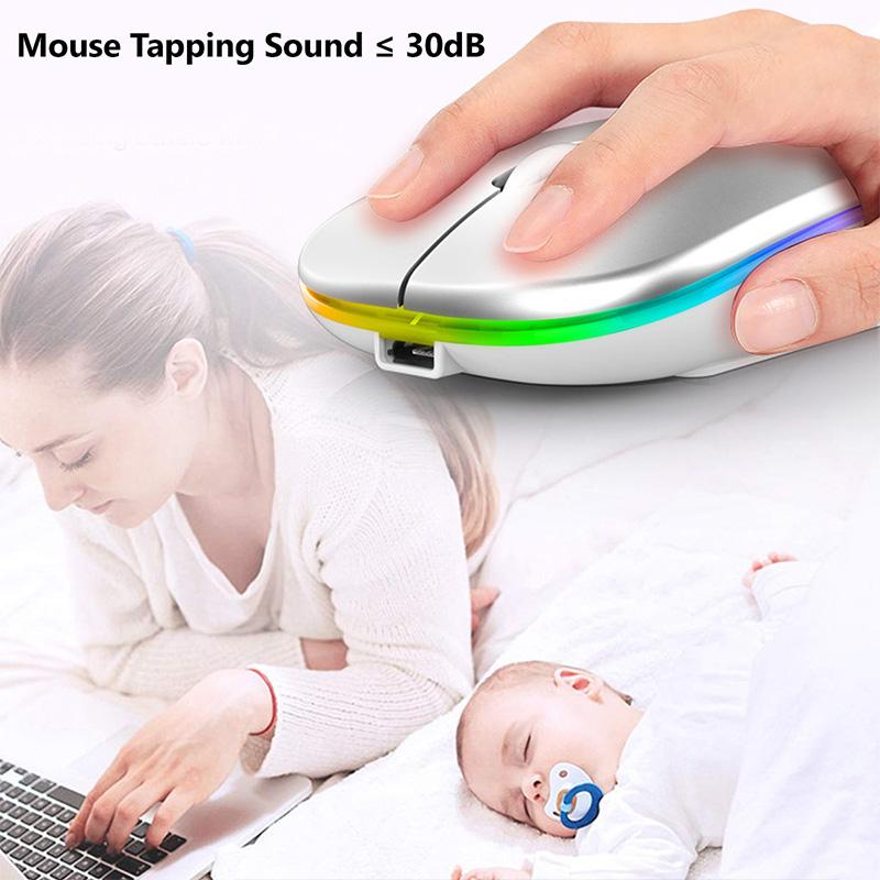 Wireless RGB Bluetooth Mouse with Silent Clicks & Rechargeable Battery